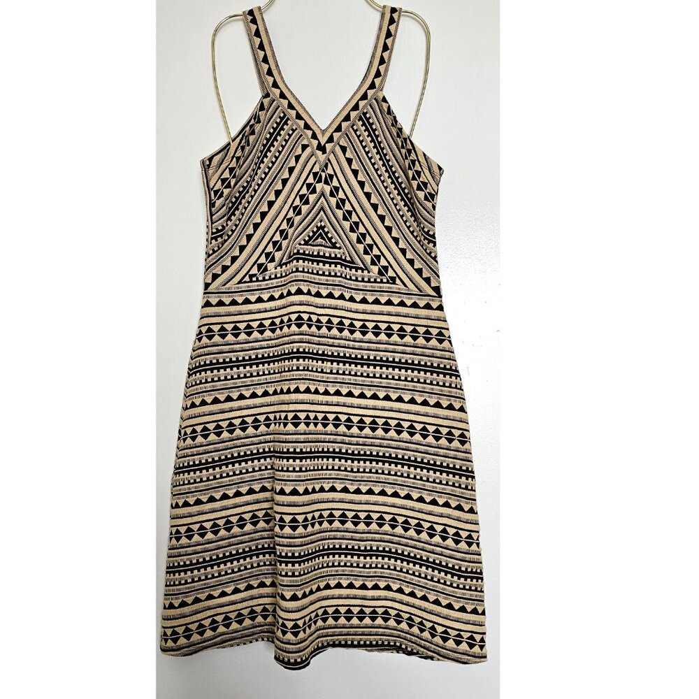 Shoshanna Heidi Striped Sleeveless A-Line Mini Dress 6 Black & Tan